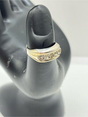 Wedding Ring Band Silver 800 Signed AA Silver 5 Stone Ring Clear Stones Vintage